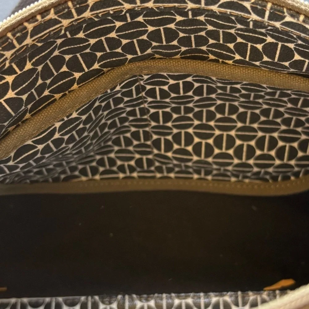Fossil Key-Per Black‎ Coated Canvas Satchel Geometric Print Crossbody Bag